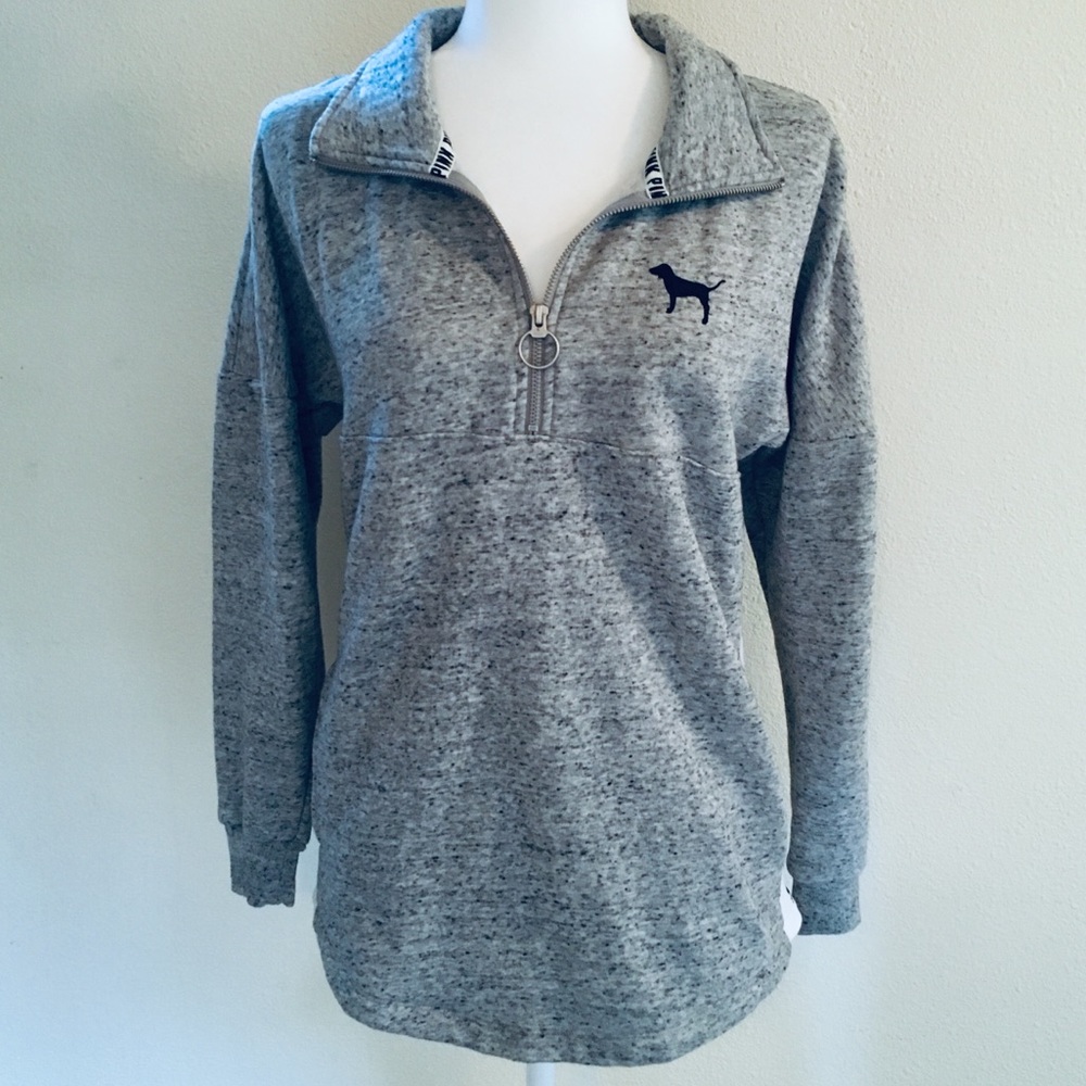 Victoria’s Secret PINK Half-zip Gray Fleece Sweatshirt